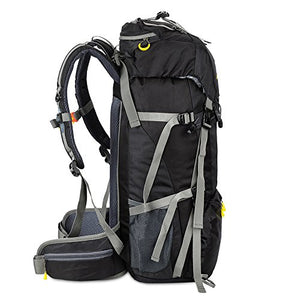 SKYSPER 50L Zaino da Treking, Impermeabile con Copertura della Nero