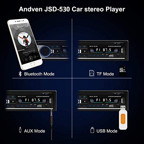 ANDVEN AUTORADIO BLUETOOTH, Auto Stereo Audio Ricevitore, 4x60W FM