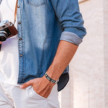 Carica l&#39;immagine nel visualizzatore di Gallery, Oidea Braccialetto Catena a Maglie Uomo Acciaio Inossidabile Nero Argento - Ilgrandebazar