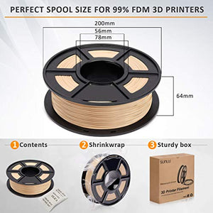SUNLU 3D Printer Filament PLA, 1.75mm PLA Wood Filament, Printing