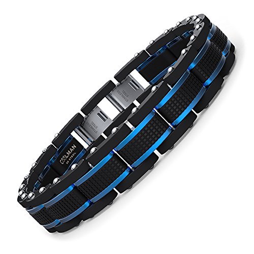 COOLMAN Gioielli Uomo Bracciali Acciaio Inossidabile Blu e Blu(m：19-20,5cm) - Ilgrandebazar