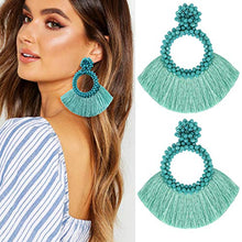 Carica l&#39;immagine nel visualizzatore di Gallery, LlorenteRM 2 Pairs Hoop Orecchini con Nappa per Donne Boemia Dichiarazione... - Ilgrandebazar