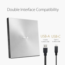 Carica l&#39;immagine nel visualizzatore di Gallery, Asus Masterizzatore Esterno ZenDrive U9M TYPE C, Ultra Slim 8x, Argento - Ilgrandebazar