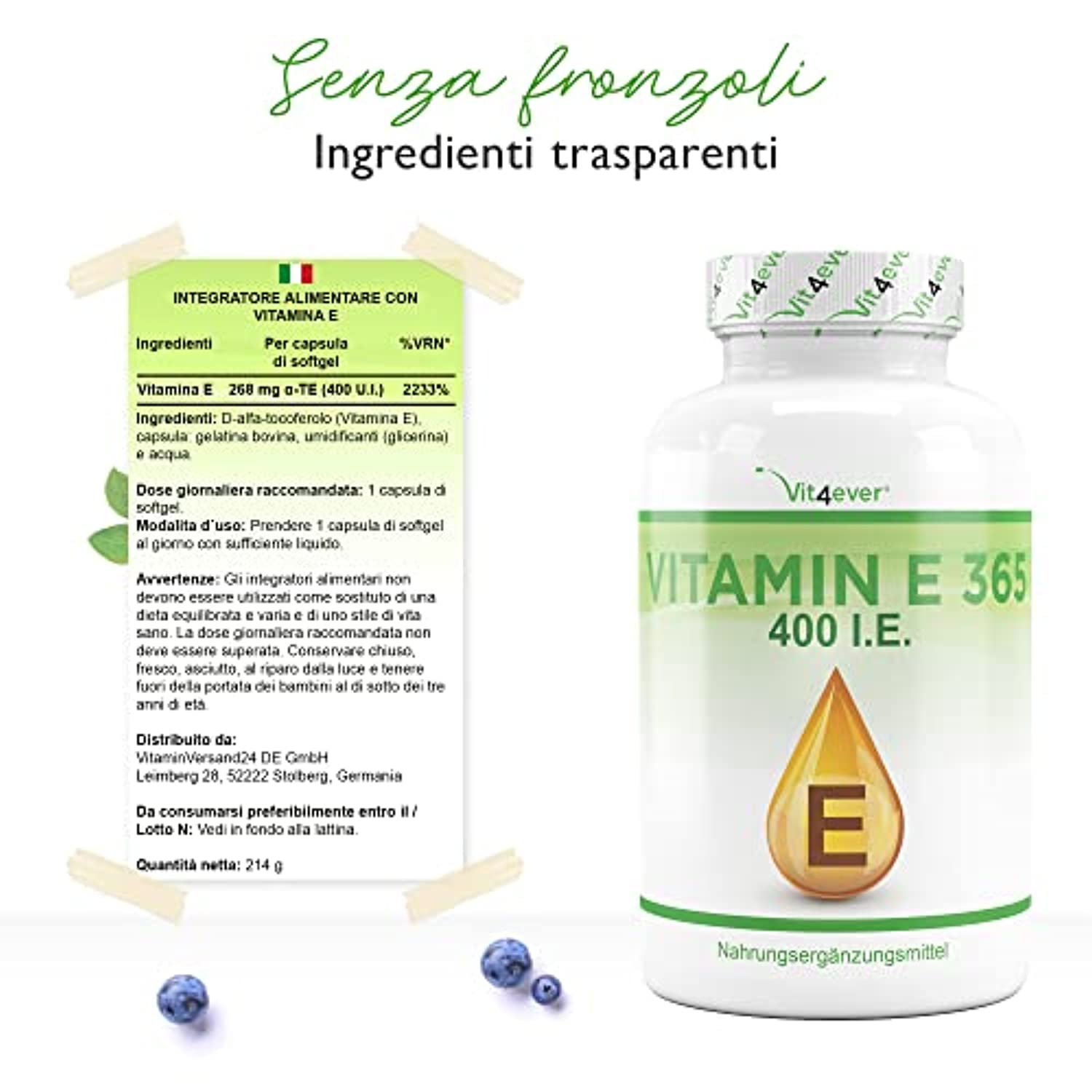 Vitamina E Naturale 400 UI Greenfood - 120 Capsule Antiossidante Anti-Aging