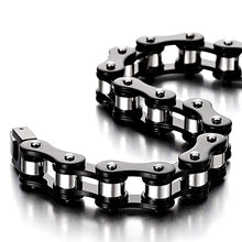 Carica l&#39;immagine nel visualizzatore di Gallery, COOLSTEELANDBEYOND Maschile Nero Argento Due Toni Bracciale da Uomo, Catena... - Ilgrandebazar