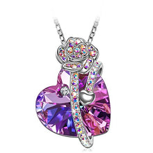 Carica l&#39;immagine nel visualizzatore di Gallery, Regali Natale Amore Rosa Ciondolo cuore viola, con cristalli di Swarovski,...