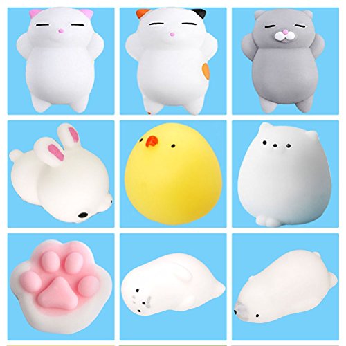 9Pcs Mini Kawaii Soft Cat Chicken Seal Stretchy Squishy Toy Squeeze Toy... - Ilgrandebazar