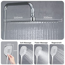 Carica l'immagine nel visualizzatore di Gallery, JOHO 304 Colonna Doccia senza Miscelatore in Acciaio Inox 304 Cromato Set Doccia a Pioggia con Soffione e Doccetta a Mano (30×30cm quadrato)