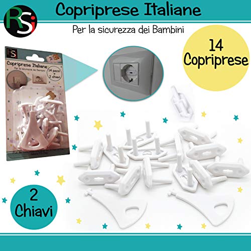 RS-Italy Copriprese Bambini | 14 Pezzi + 2 Chiavi | Copri Prese Elettriche... - Ilgrandebazar