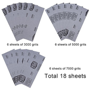 SIQUK 18 pezzi Carta vetrata umida e asciutta Assortimento 3000 5000 7000...