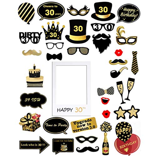 Amycute 30 Anni Compleanno Photo Booth Props, 36 Pezzi 30 Compleanno... - Ilgrandebazar