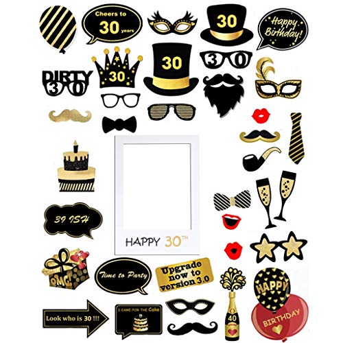 Amycute 30 Anni Compleanno Photo Booth Props, 36 Pezzi 30 Compleanno.. –