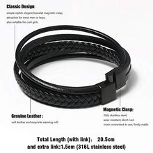 Carica l&#39;immagine nel visualizzatore di Gallery, flintronic Bracciale Intrecciato in Pelle, Braccialetto #1 Nero(20.5cm-22cm) - Ilgrandebazar