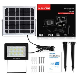 MEIKEE Faretto Solare di 60 LED da Esterno, Controllo Della Luce - Ilgrandebazar
