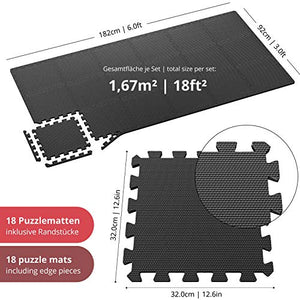 Tappeto da fitness a puzzle – set di 18 pezzi | black