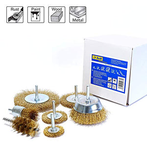 S&R Set 7 Spazzole Metalliche per Trapano Ruggine Metallo Legno. Codolo...