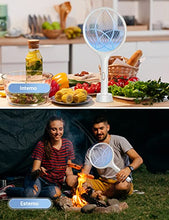 Carica l'immagine nel visualizzatore di Gallery, YISSVIC Racchetta Zanzare Elettrica 4000V con USB Ricaricabile e LED 2 in 1, 1500mAh Protezione Maglia a 3 Strati Adatto per Casa Giardino Campeggio Interni ed Esterni, Bianco