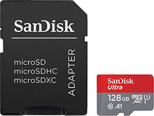 Carica l&#39;immagine nel visualizzatore di Gallery, SanDisk Ultra Scheda di Memoria MicroSDXC da 128 GB e Adattatore, con A1 App Performance, Velocità fino a 100 MB/sec, Classe 10, U1 (Nuova versione)