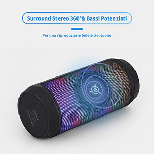 Cassa Bluetooth Altoparlante Speaker Portatili Stereo Hi-Fi Bassi Potenti...