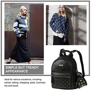 Vbiger Zaino Donna Pelle Zainetto Casual Nero