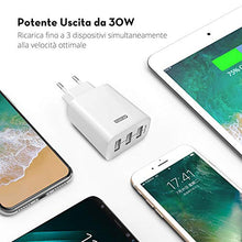 Carica l&#39;immagine nel visualizzatore di Gallery, RAVPOWER Caricatore USB da Muro a 3 Porte (30W, 5V/6A), con Output Bianco