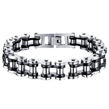 Carica l&#39;immagine nel visualizzatore di Gallery, Oidea Bracciale Braccialetto Uomo Catena Bici in Argento Nero - Ilgrandebazar