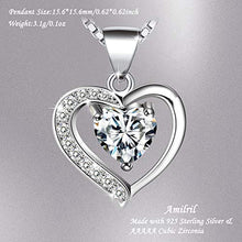 Carica l&#39;immagine nel visualizzatore di Gallery, Amilril Collana con Ciondolo Cuore Donna, Argento Sterling 925 5A... - Ilgrandebazar