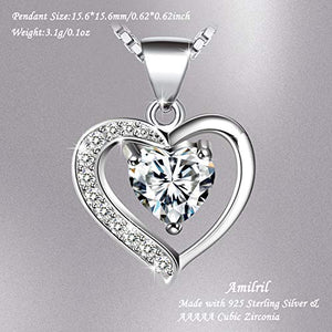 Amilril Collana con Ciondolo Cuore Donna, Argento Sterling 925 5A... - Ilgrandebazar
