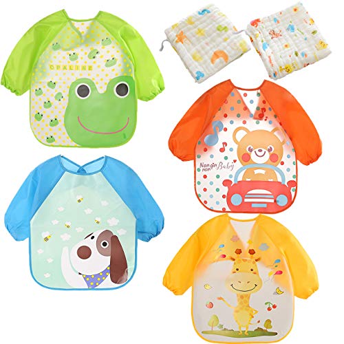 Tomkity 4 Pezzi Bavaglino a Manica Lunga Impermeabili 4 pz manica lunga - Ilgrandebazar