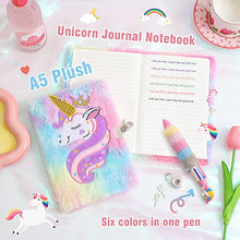 Carica l&#39;immagine nel visualizzatore di Gallery, Cooyou Diario Segreto Bambina con Lucchetto, Set di Taccuino in Peluche Unicorno Include Un A5 Unicorno Diario Segreto per Bambina, Regalo per Bambina di 5 6 7 8 9 10 11 12 Anni, Colorato