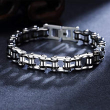 Carica l&#39;immagine nel visualizzatore di Gallery, Faysting EU Bracciale catena in acciaio inox moto personalizzata Nero Argento - Ilgrandebazar