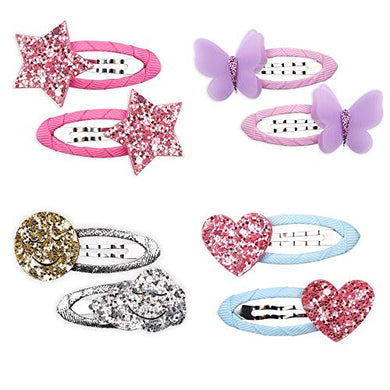 Ulife Mall Mollette per Capelli Farfalla / Stella / Cuore / Sorriso - 8 Pezzi - Ilgrandebazar