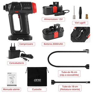 LOETAD Compressore Portatile per Auto 120 PSI 20L/Min Handheld - Ilgrandebazar