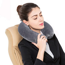 Carica l'immagine nel visualizzatore di Gallery, Cuscino da viaggio - Cuscino di supporto per il collo in memory foam, pacchetto rapido compatto e leggero di lusso per il campeggio, per dormire (grigio)