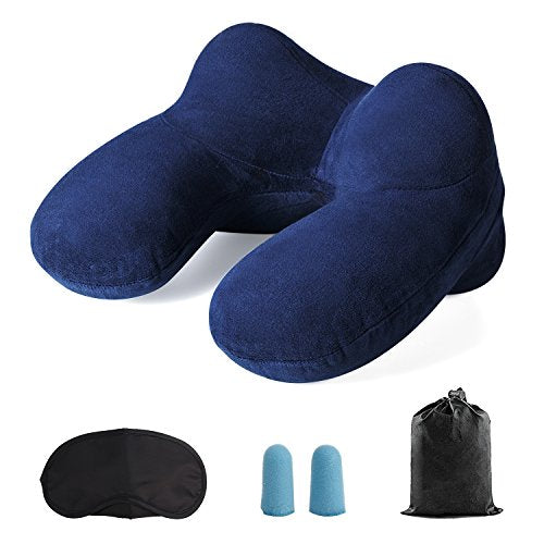 LUZWAY Cuscino da Viaggio Gonfiabile a 4 4 Supporti[blu]