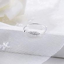 Carica l&#39;immagine nel visualizzatore di Gallery, Tusuzik Piume Foglia Anello Regolabile Aperto in Argento Sterling 925,... - Ilgrandebazar