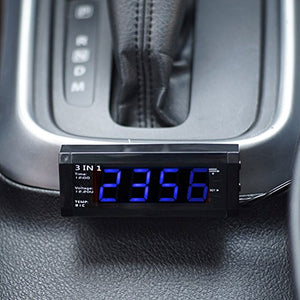 Voltmetro auto 3 in 1 - Batteria di tensione / ora / termometro - Ilgrandebazar