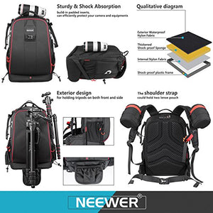 Neewer Zaino Fotografico Professionale Impermeabile Antiurto Regolabile Nero