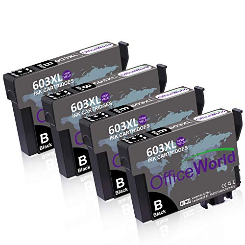 OFFICEWORLD 603XL (4 Nero) Cartucce d'inchiostro Sostituzione per 4 Nero
