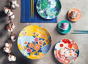 Excelsa Kimono Set 6 Tazzine da caffè con Piattino, Porcellana, Multicolore - Ilgrandebazar
