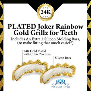 "Rainbow Grillz with Fangs for Mouth Top Bottom Hip Hop Teeth Grills for... - Ilgrandebazar