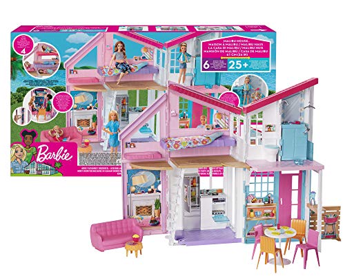 Barbie- La Nuova Casa di Malibu, Playset Richiudibile su Due Piani con Accessori, 61 cm, Giocattolo per Bambini 3+ Anni, FXG57 - Ilgrandebazar