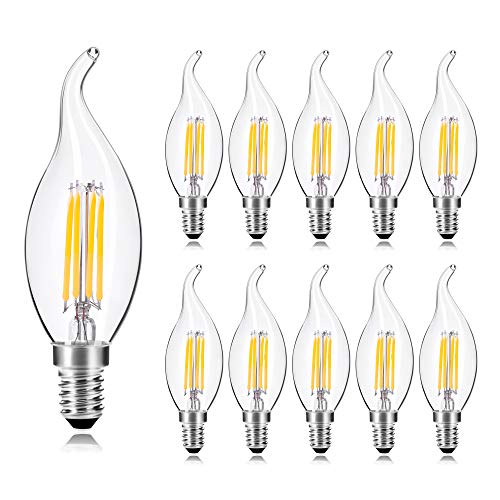 Wedna 10 Pezzi Lampadine LED E14 a Filamento, 4W lampadina a candela Stile B - Ilgrandebazar