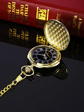 Carica l&#39;immagine nel visualizzatore di Gallery, Orologio da Taschino al Quarzo per Uomo con Quadrante Nero e Catena Oro - Ilgrandebazar