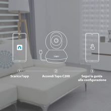 Carica l'immagine nel visualizzatore di Gallery, TP-Link Telecamera Wi-Fi Interno, Videocamera sorveglianza 1080P, Visione Notturna, Audio Bidirezionale, Notifiche in tempo reale del sensore di movimento(Tapo C200)