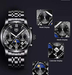 BREBOR Orologio da Polso Automatico Uomo con Cinturino in Acciaio... - Ilgrandebazar