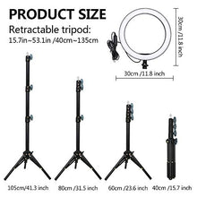 Carica l&#39;immagine nel visualizzatore di Gallery, UFLIZOGH Luce ad Anello Led Dimmerabile 10&quot; con Stativo Treppiede per Selfie...