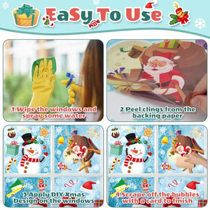 COZII Vetrofanie Natalizie per Finestre 101 Pezzi - 9 Fogli Adesivi Natalizi per Finestre, Addobbi Natalizi Riutilizzabili, PVC Adesivi Statici Rimovibile, Festa Natale Decorazioni