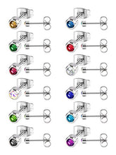 Carica l&#39;immagine nel visualizzatore di Gallery, 12 Paia Orecchino a Bottone in Acciaio Inossidabile Zirconia Piercing ad... - Ilgrandebazar