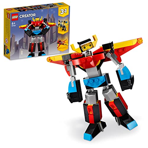 LEGO 31124 Creator 3 In 1 Super Robot, Set Di Costruzioni In Mattoncini, Aereo E Drago Giocattolo Per Bambina E Bambino Dai 6 Anni In Su, Con Parti Regolabili